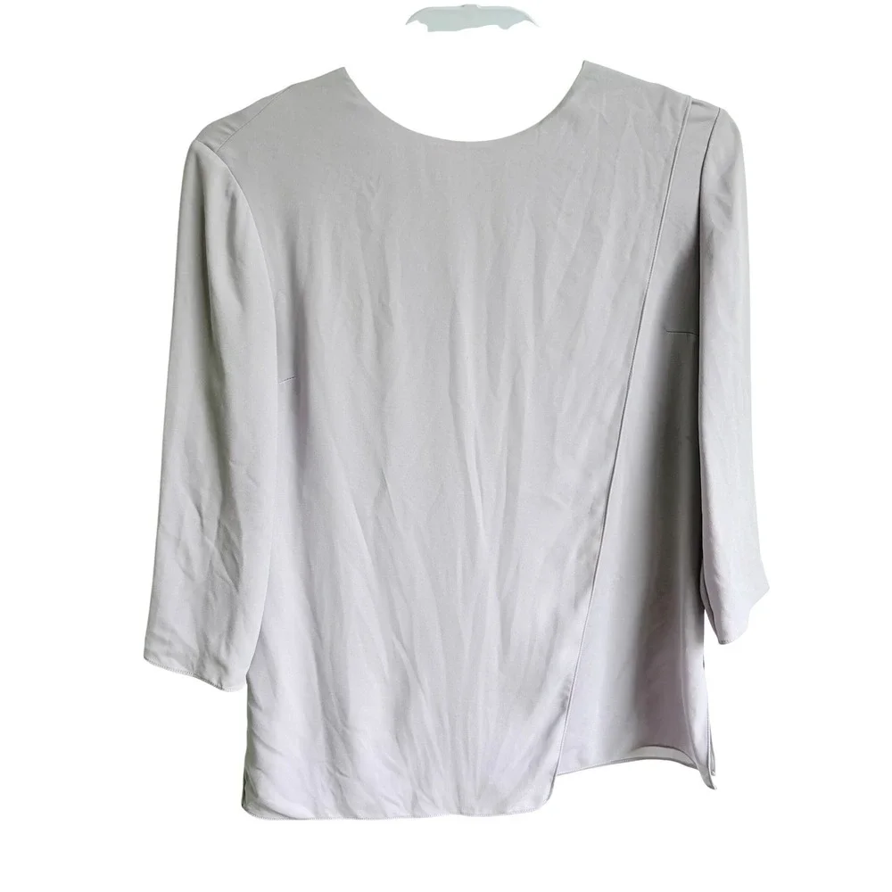 MM.LaFleur The Bourgeois Blouse Small Lavender Asymmetrical Draped Blouse